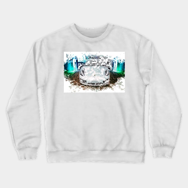 Cayman Porsche - Watercolour Crewneck Sweatshirt by Rendagarth_Design_Company